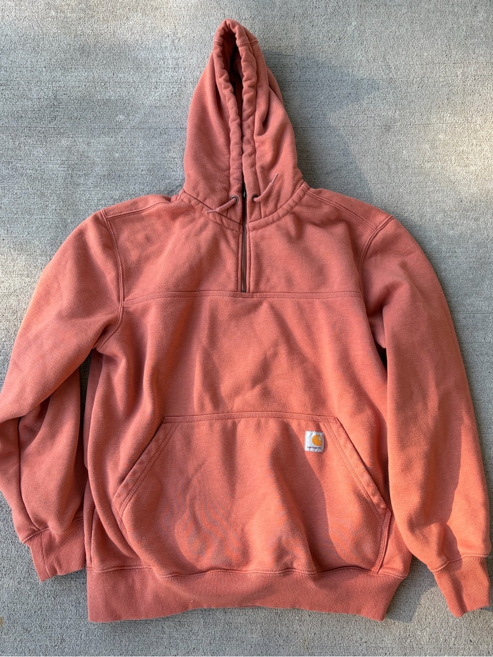 Carhartt relaxed fit rain defender quarter zip hoodie fade red hoodie sweatshirt - Picture 3 of 4